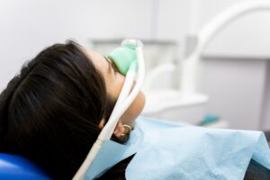 Patient receiving nitrous oxide sedation. 